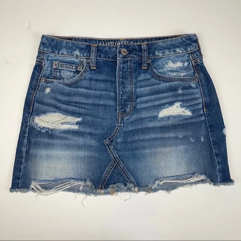 American Eagle Outfitters Destructed Jean Skirt 4